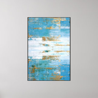 Lienzo Azul y dorado mármol veteado abstracto