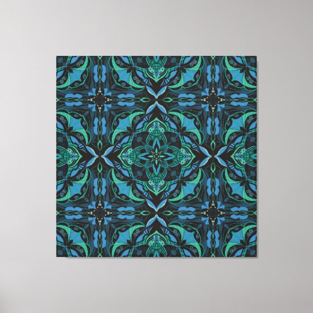 Lienzo Azulejo azul azul azul azul azuljo mosaico español (Anverso)