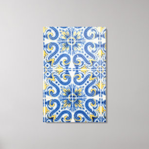 Lienzo Azulejo azul y amarillo, Portugal