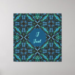 Lienzo Azulejo color de agua español negro personalizado