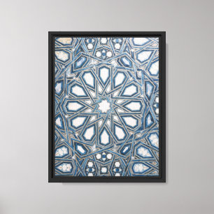 Lienzo Azulejo Mediterráneo Fresco de Azul y Blanco