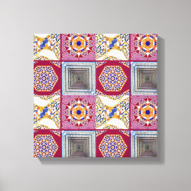 Lienzo Azulejos geométricos con un giro CG (Anverso)