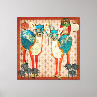 Lienzo Azure Deer & Rosa Owl Fiesta Canvas Art