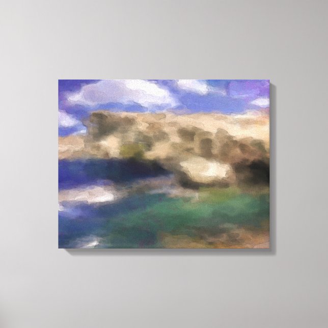 Lienzo Azure Window In Gozo Island Watercolor (Anverso)