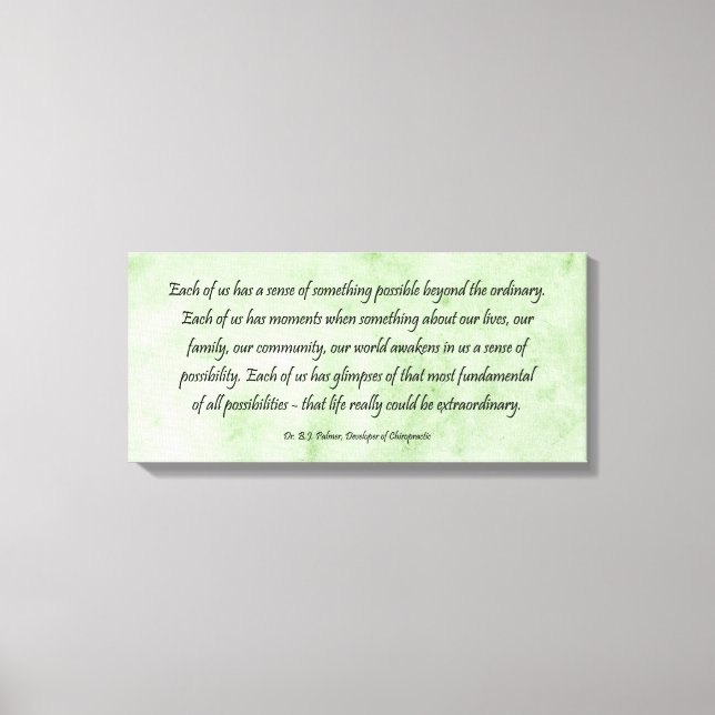 Lienzo B J Palmer Extraordinario Vida Chiropráctica (Anverso)