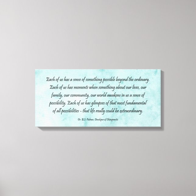 Lienzo B J Palmer Extraordinario Vida Chiropráctica (Anverso)