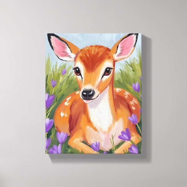 Lienzo Baby Deer Fawn Animal Painting (Anverso)