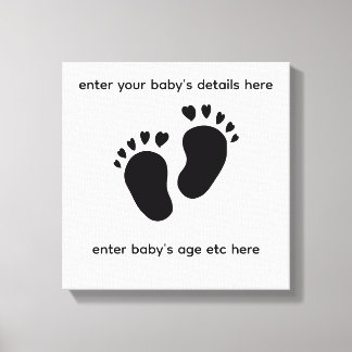 Lienzo baby feet print with heart toes wall art canvas
