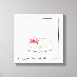 Lienzo Baby Pygmy Hippo Princess Wall Canvas