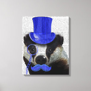 Lienzo Badger con sombrero azul y bigote