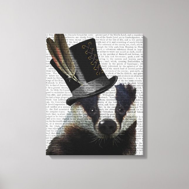 Lienzo Badger Steampunk en sombrero superior (Anverso)