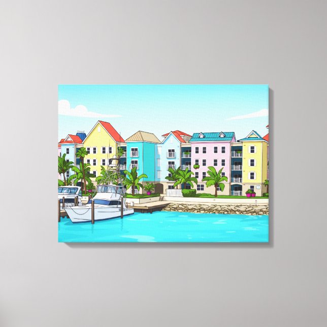 Lienzo Bahamas colourful houses canvas print (Anverso)