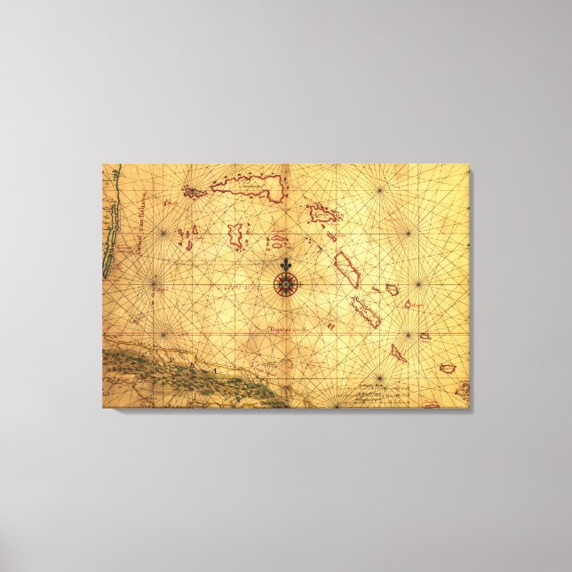 Lienzo Bahamas: Mapa Panorámico de Bahamas (Anverso)