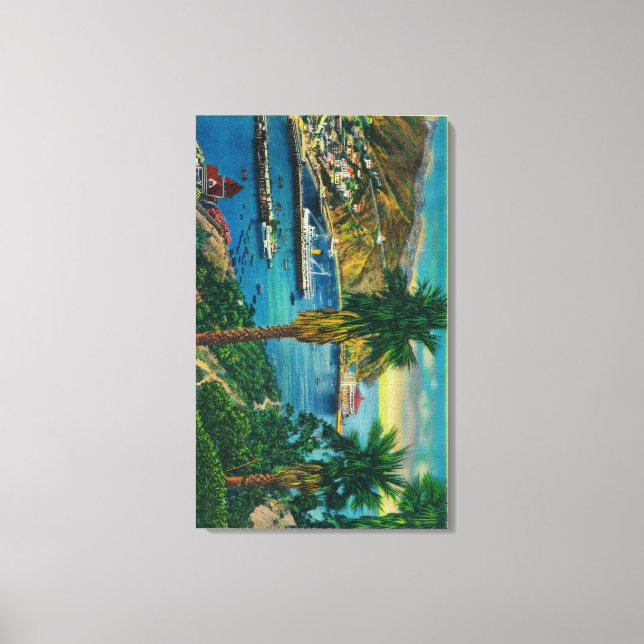 Lienzo Bahía de Avalon, Isla Santa Catalina desde Skyline (Anverso)