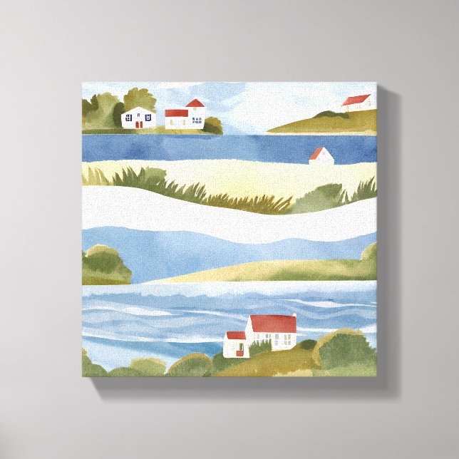 Lienzo Bahía de Cape Cod | Acuarela Costera de la Orilla  (Anverso)