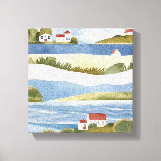 Lienzo Bahía de Cape Cod | Acuarela costera de Ocean Shor (Anverso)