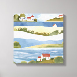 Lienzo Bahía de Cape Cod | Acuarela costera de Ocean Shor