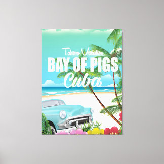 Lienzo Bahía de Cochinos, poster de vacaciones en la play