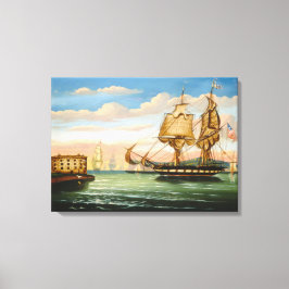 Lienzo Bahía de Nueva York, puesta del sol