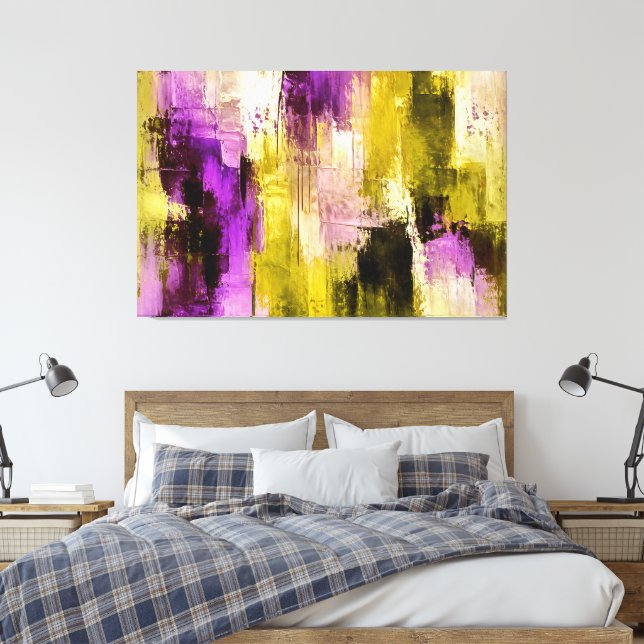 Lienzo Bailando a través de Violetas Expresivas Modernas  (Insitu(Dormitorio))