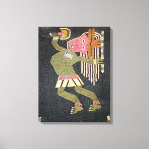 Lienzo Bailarín tejido de las lanas con el bastón, trib