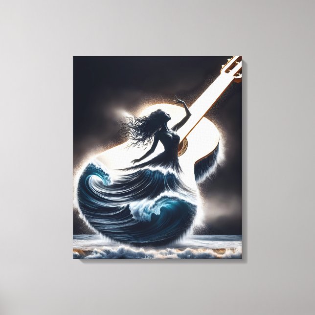Lienzo Bailarina de olas en guitarra (Anverso)