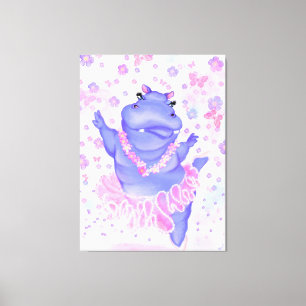 Lienzo Bailarina de papel de canvas Ballerina Hippo