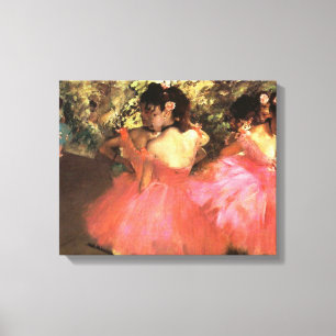 Lienzo Bailarinas de Degas en ajuste de tela rosa