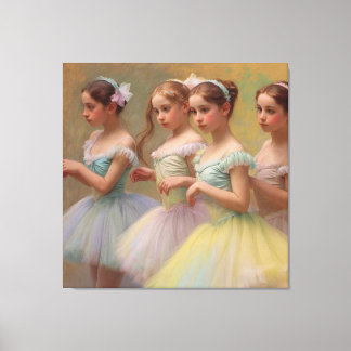 Lienzo Bailarinas en el estilo de Degas en tonos suaves