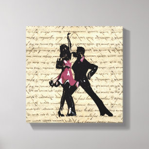 Lienzo Bailarines de salón de baile sobre papel de época