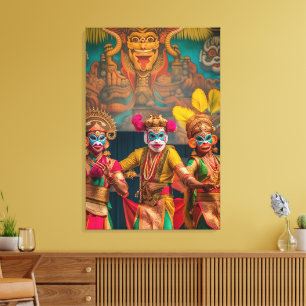 Lienzo Bailarines enmascarados indonesios de Bali