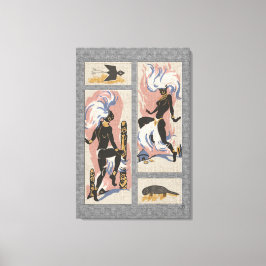 Lienzo Bailarines tribales retro modernos_Black_Gray_Pink