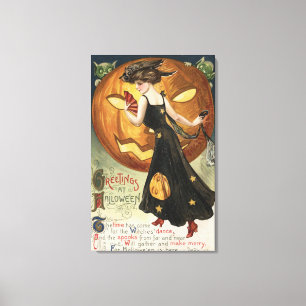 Lienzo Baile y calabaza de Halloween GreetingWitch