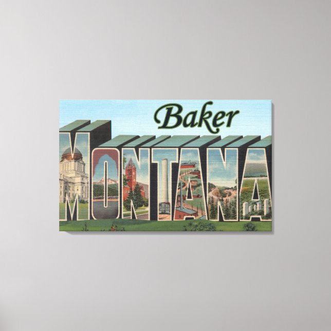 Lienzo Baker, MontanaEscenas de letras grandesBaker, MT (Anverso)