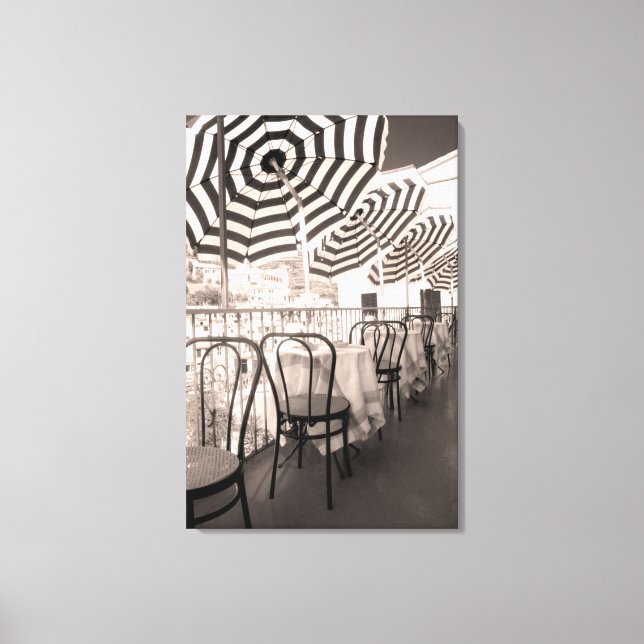 Lienzo Balcón de restaurante pintoresco, Italia (Anverso)