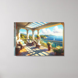 Lienzo Balcón soleado con vistas al mar