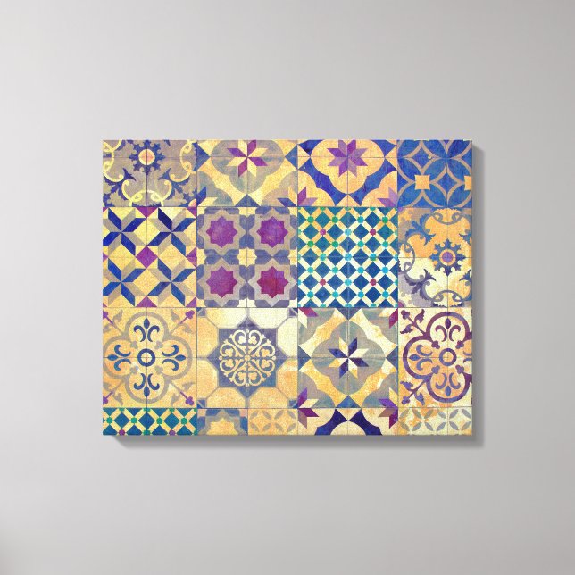 Lienzo Baldosas coloridas tradicionales del Mediterráneo  (Anverso)