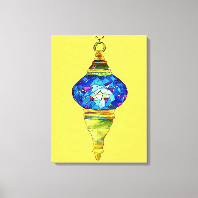 Lienzo Baldosas de mosaico de las lámparas turcas azules  (Anverso)