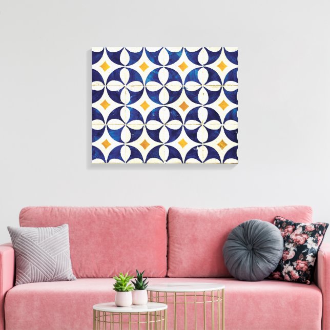 Lienzo Baldosas portuguesas - Diseño del patrón Azulejo (Insitu (Sala de estar))
