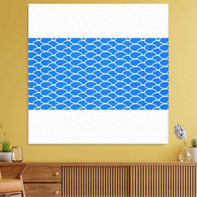 Lienzo Baldosas Vivid Blue Ocean Waves Pattern Rayas blan (Insitu (Sala de estar))