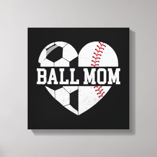 Lienzo Ball Mom Shirt Heart Graciosa Béisbol