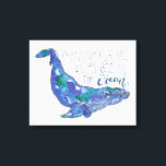 Lienzo Ballena acuarela - Amor tan grande como el océano<br><div class="desc">"Whale Love" de Catherine McGuire. Ballena acuarela con cita.</div>