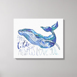 Lienzo Ballena acuarela - La ballena siempre te ama