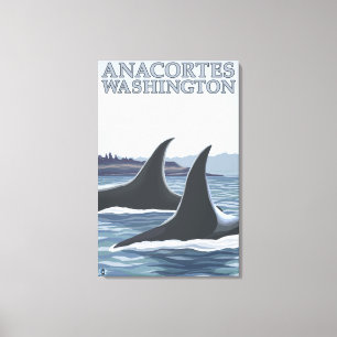 Lienzo Ballenas #1 - Anacortes, Washington de la orca