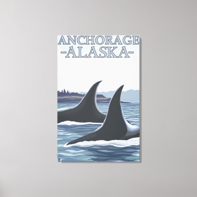 Lienzo Ballenas Orcas #1 - Anchorage, Alaska (Anverso)