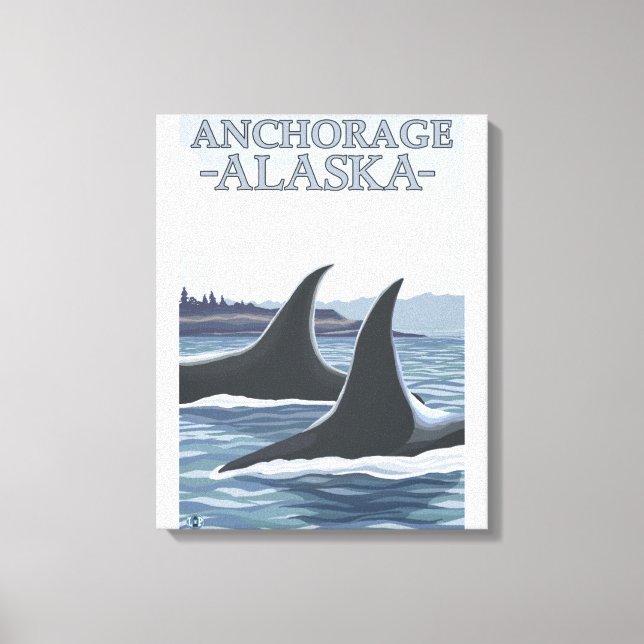 Lienzo Ballenas Orcas #1 - Anchorage, Alaska (Anverso)