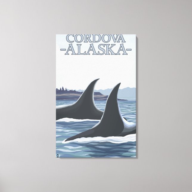 Lienzo Ballenas Orcas #1 - Córdova, Alaska (Anverso)