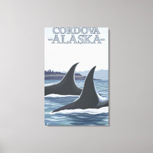 Lienzo Ballenas Orcas #1 - Córdova, Alaska