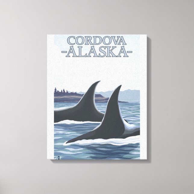 Lienzo Ballenas Orcas #1 - Córdova, Alaska (Anverso)