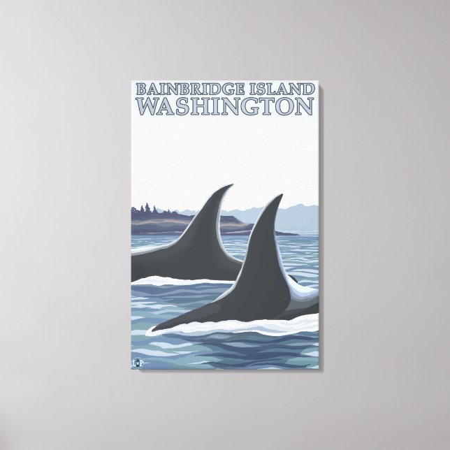 Lienzo Ballenas Orcas #1 - Isla Bainbridge, Washington (Anverso)